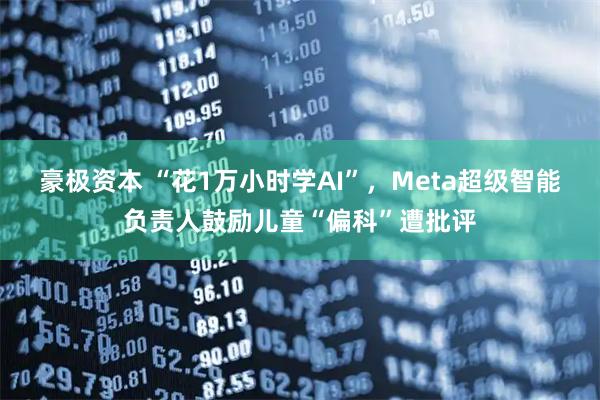 豪极资本 “花1万小时学AI”，Meta超级智能负责人鼓励儿童“偏科”遭批评